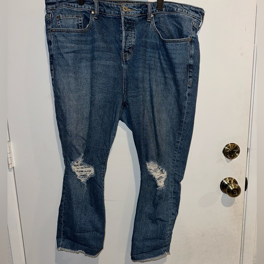 Torrid High Rise Straight Leg Button Fly Distressed Jeans – Size 18S